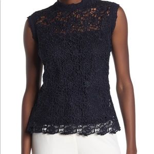 Nanette Lenore Navy Lace Shell top M